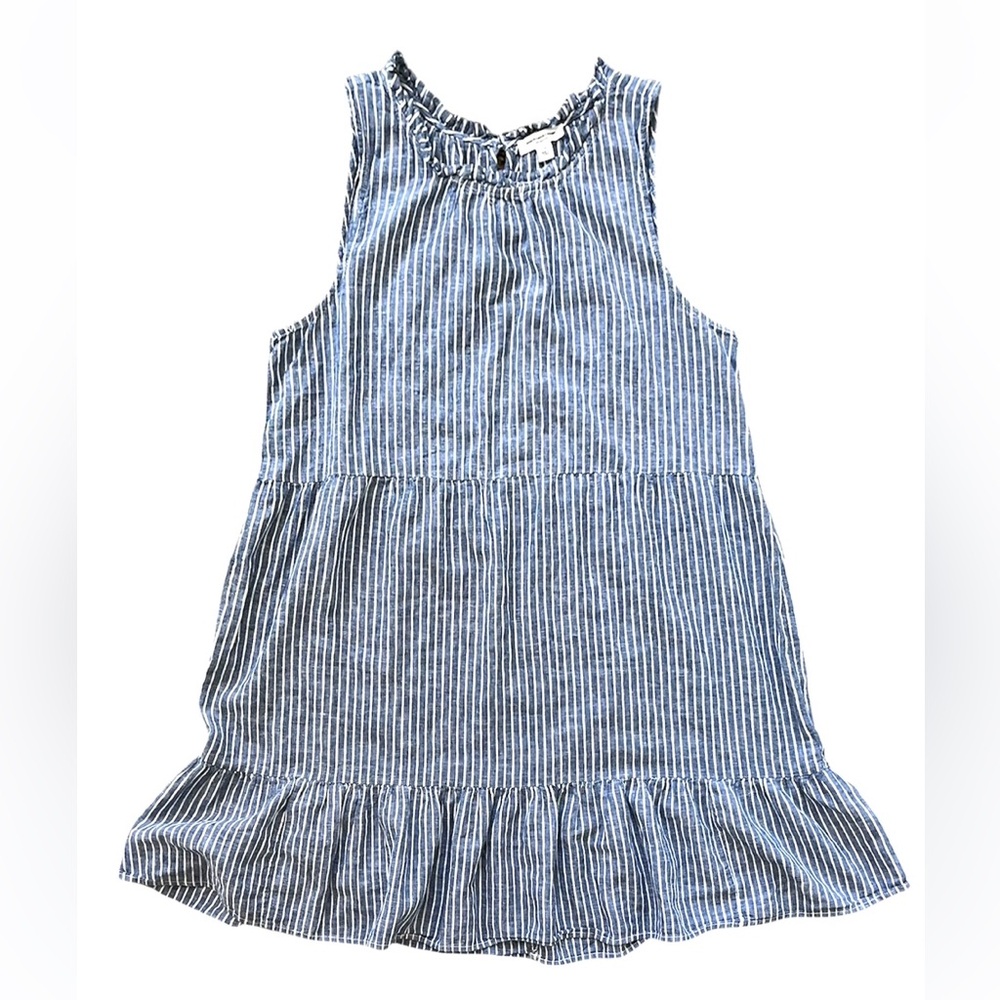 Beachlunchlounge Blue White Striped Sleeveless Tiered Aline Casual Dress Size XL